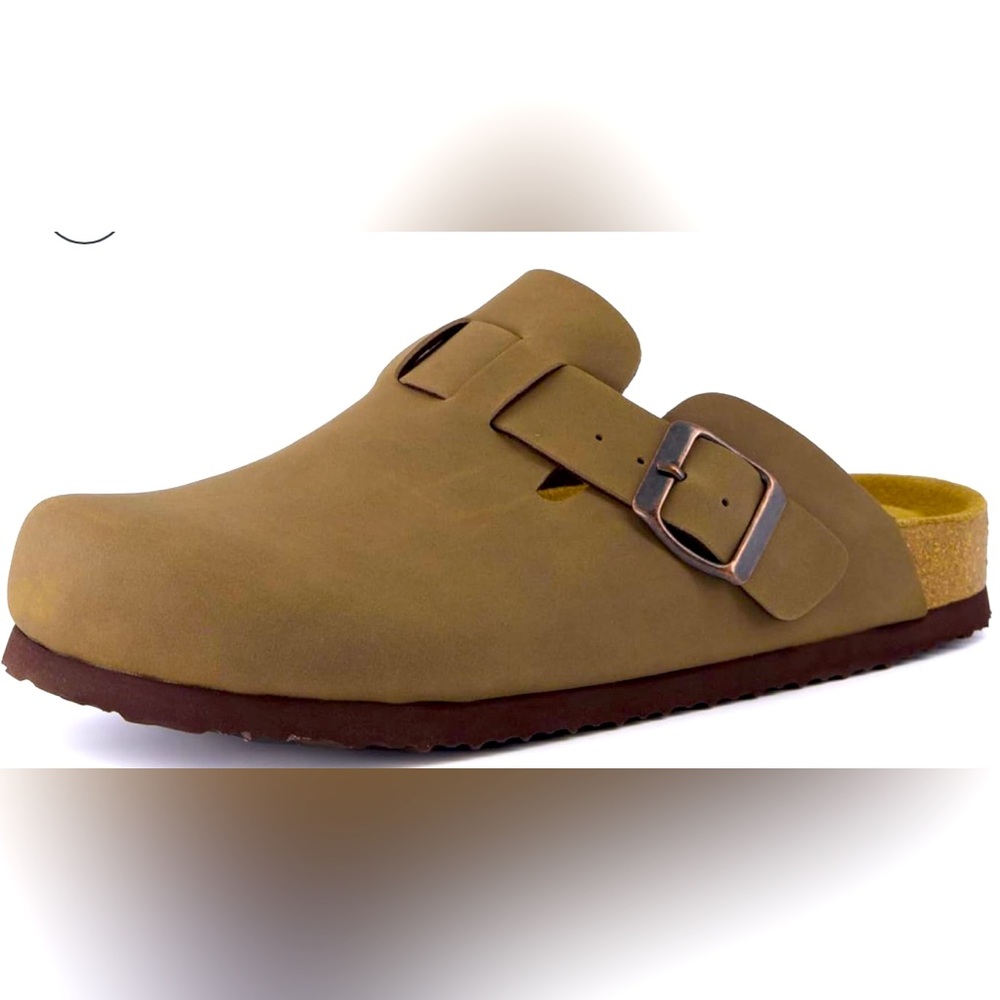 CUSHIONAIRE Hana Slip-On Buckle Clog with Cork Footbed +Memory Foam size 10M
